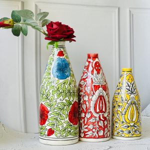 Hand-Painted Floral Ceramic Vases (Set of 3)