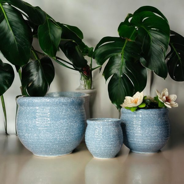 Floral Pattern Ceramic Planter Set - Image 4