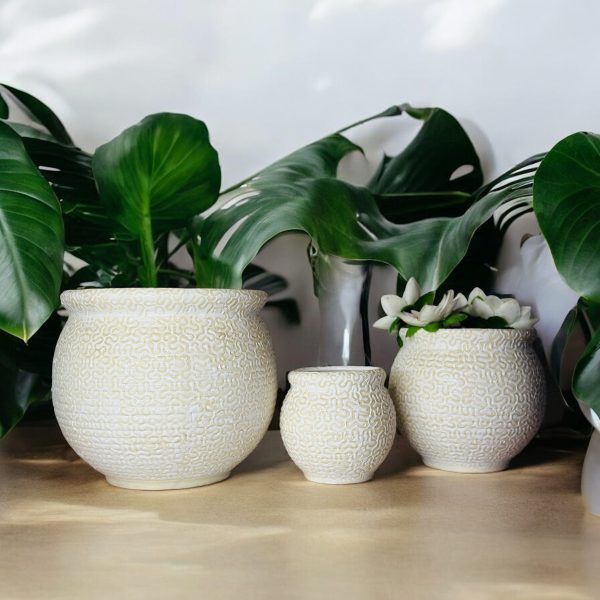 Floral Pattern Ceramic Planter Set - Image 7